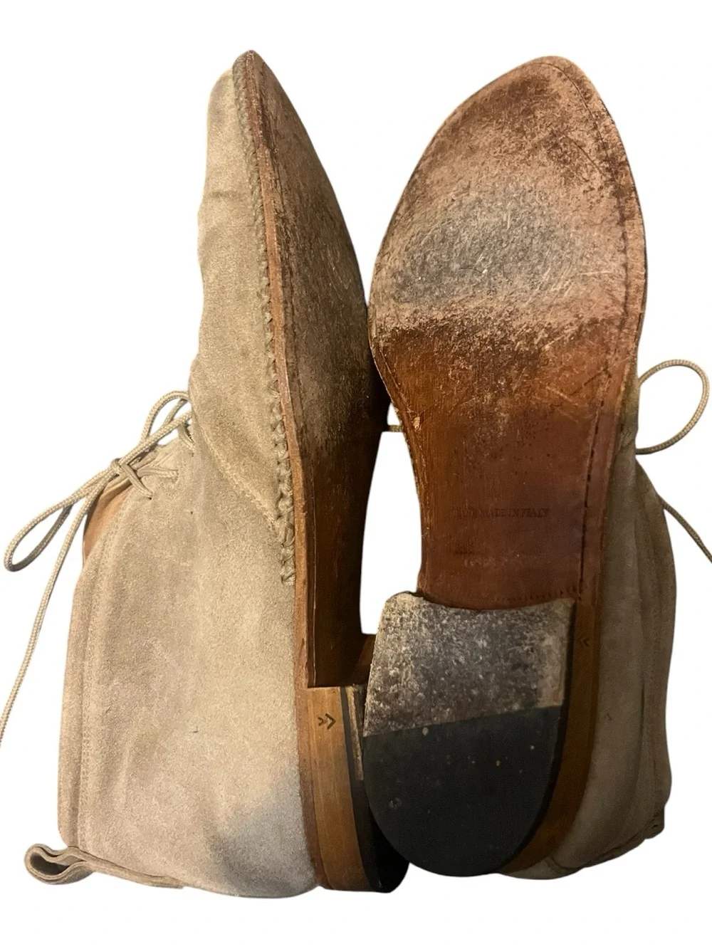 JOHN VARVATOS Grey Dirty Wash Lace Up Desert Boots